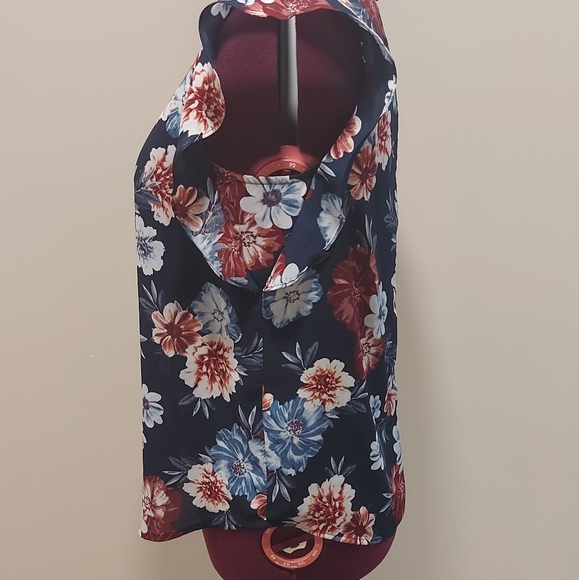 Navy, red, and blue floral top - Picture 2 of 4